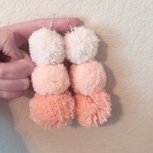 Handmade 3-tier Pom Pom earrings